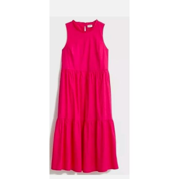 J. Crew Sleeveless Tiered Dress Ruffled Shirred Pockets, Pink, Feminine, Sz 6 - Picture 2 of 9